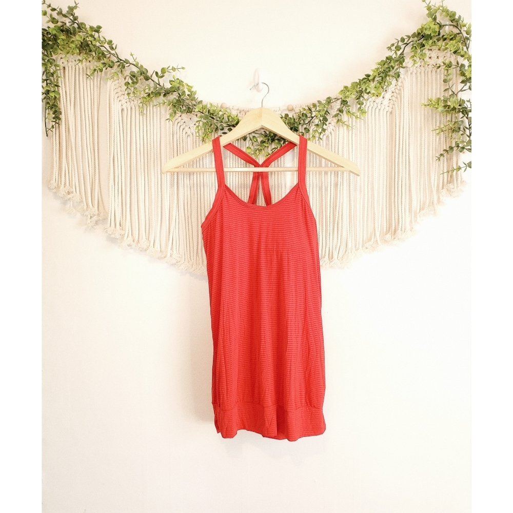 BEYOND YOGA Red Striped Sleeveless Soft Tank